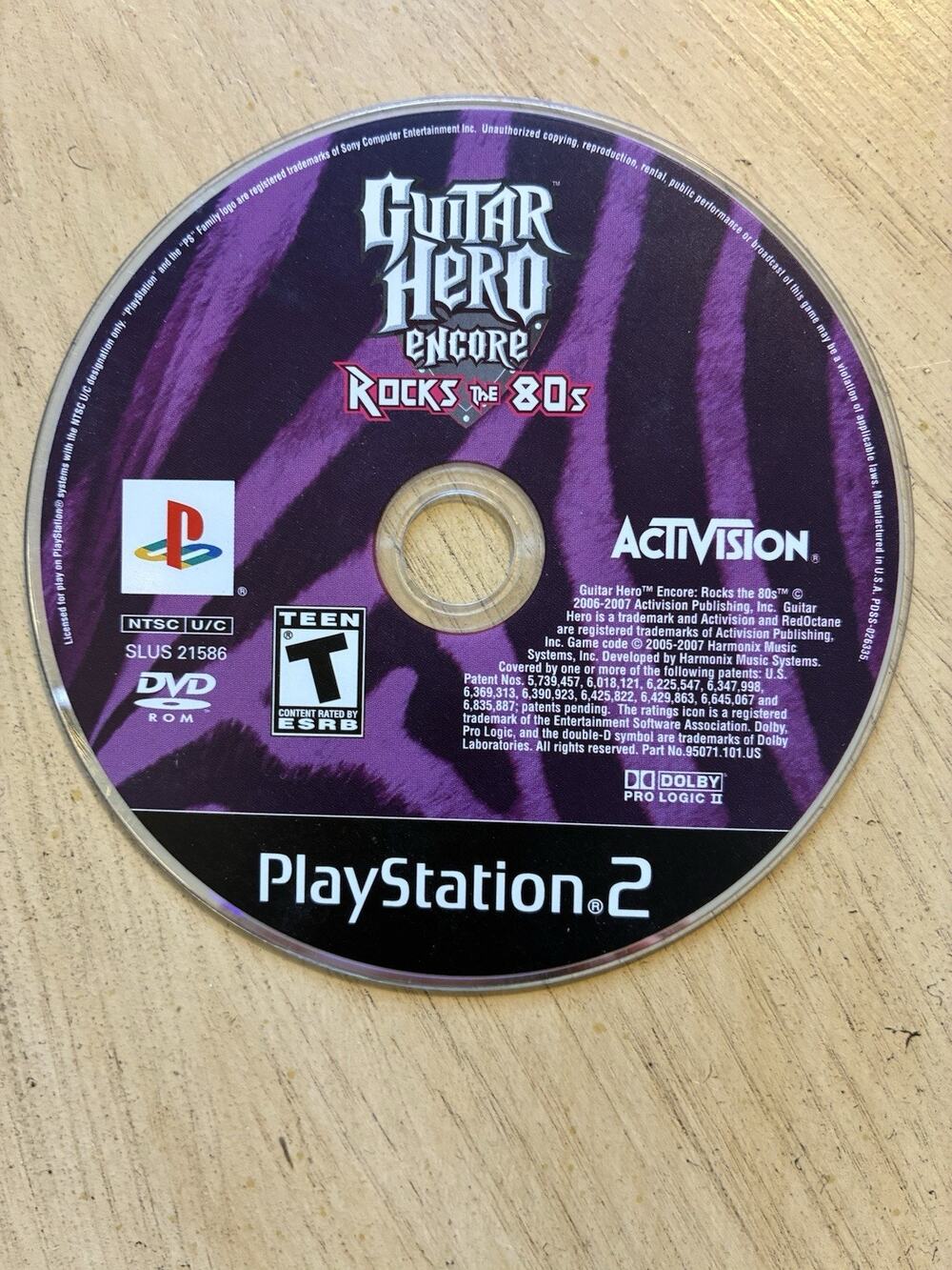 Guitar Hero Encore: Rocks the 80s (Sony PlayStation 2, 2007) PS2 Game Disc Only